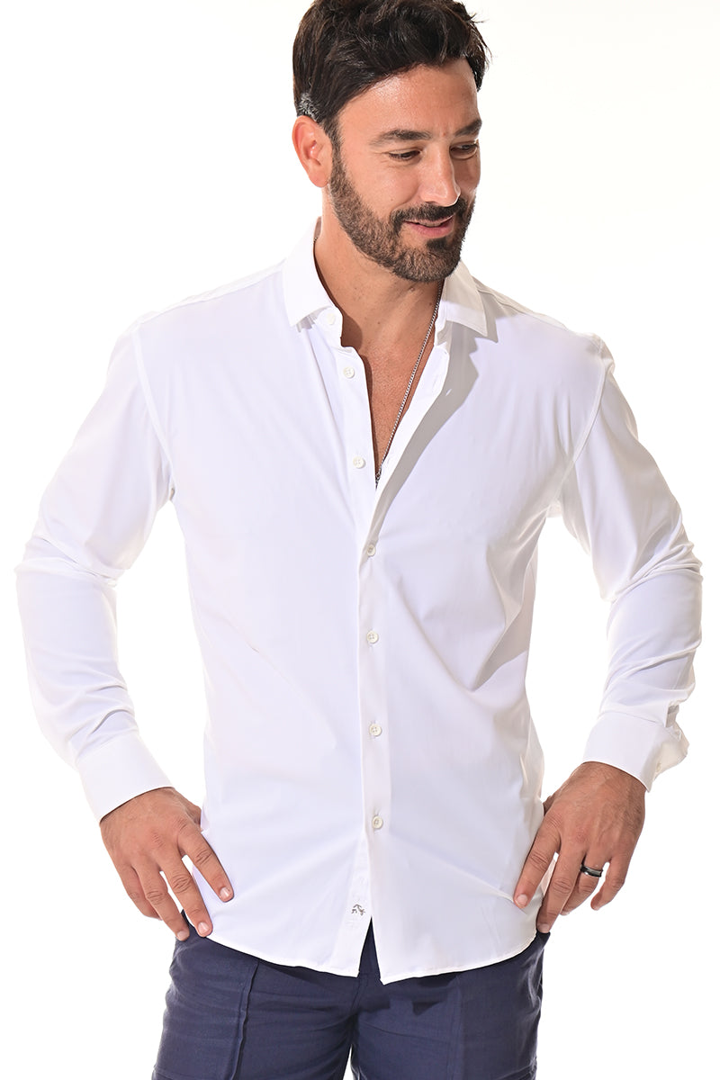 Men's Performance L/S Button-Down Stretch Shirt Solid by BOHIO - BEIGE - COLOR OPTIONS - MKSP3213 - 6 PCS/PRE-PACK