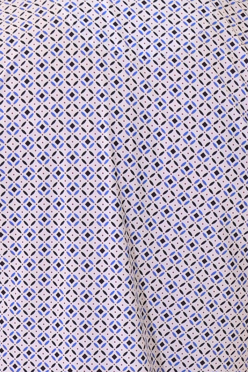 Men's Polo Shirt Cool Feel Fashion Print Golf S/S White/Blue - MKT3147