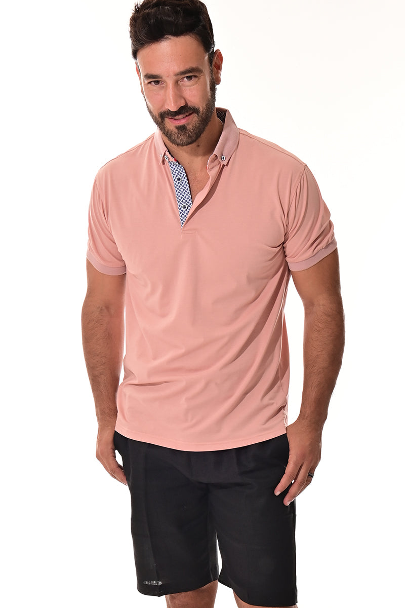 Men's Polo Shirt Cool Feel Fashion Print Golf S/S ROSE - MKT3313
