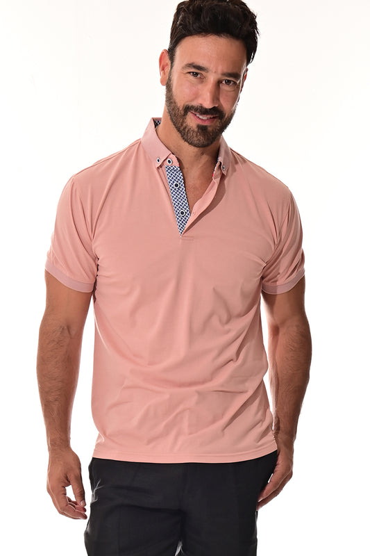 Men's Polo Shirt Cool Feel Fashion Print Golf S/S ROSE - MKT3313 - 6 PCS/PRE-PACK