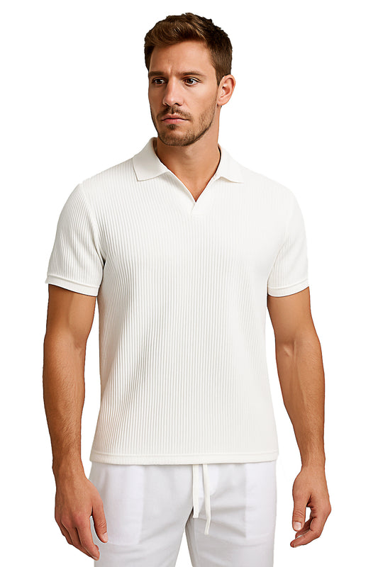 Men's Polo Shirt Vintage Golf S/S WHITE-Color Options- MKTF3286 - 6 PCS/PRE-PACK