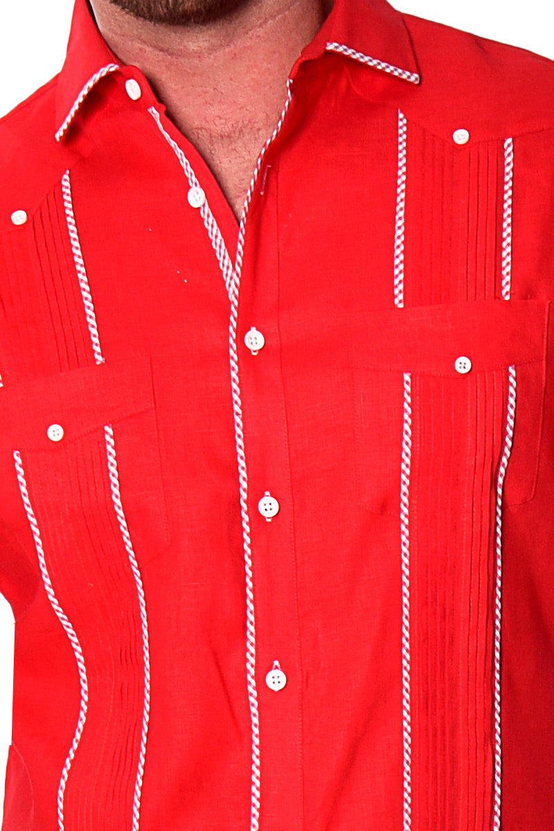 Men Linen Fancy Guayabera S/S Shirt in (2) Colors - MLFG2028