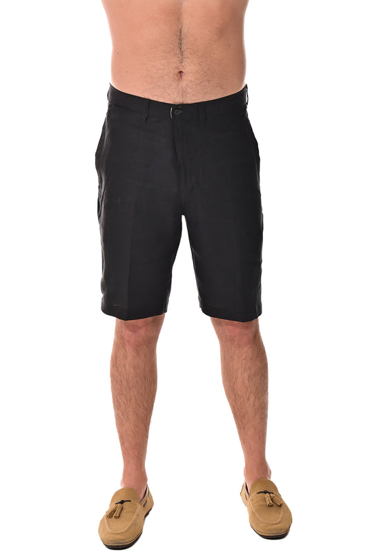 Men Linen Blend Shorts-BLACK-COLOR OPTIONS-MLH40c - 12 PCS/PRE-PACK