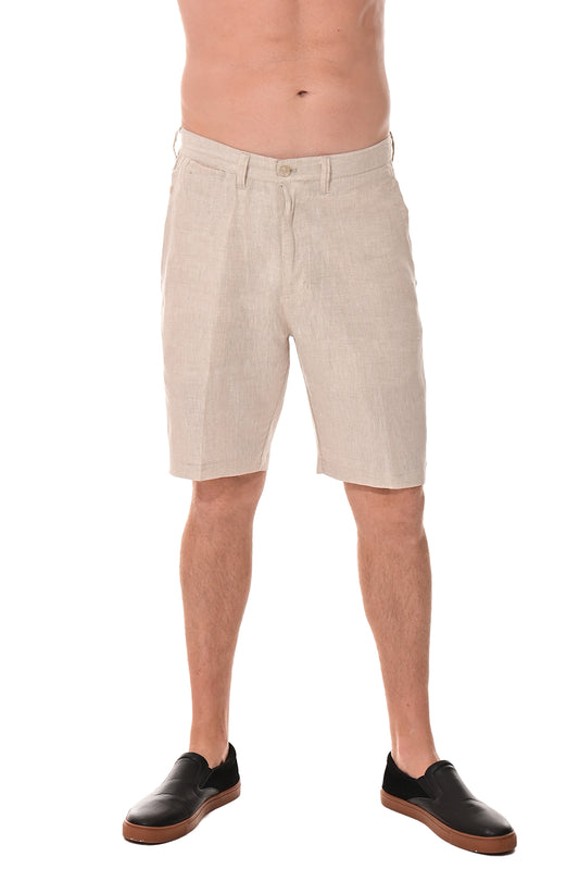 Men Linen Blend Shorts-NATURAL-COLOR OPTIONS-MLH40c - 12 PCS/PRE-PACK