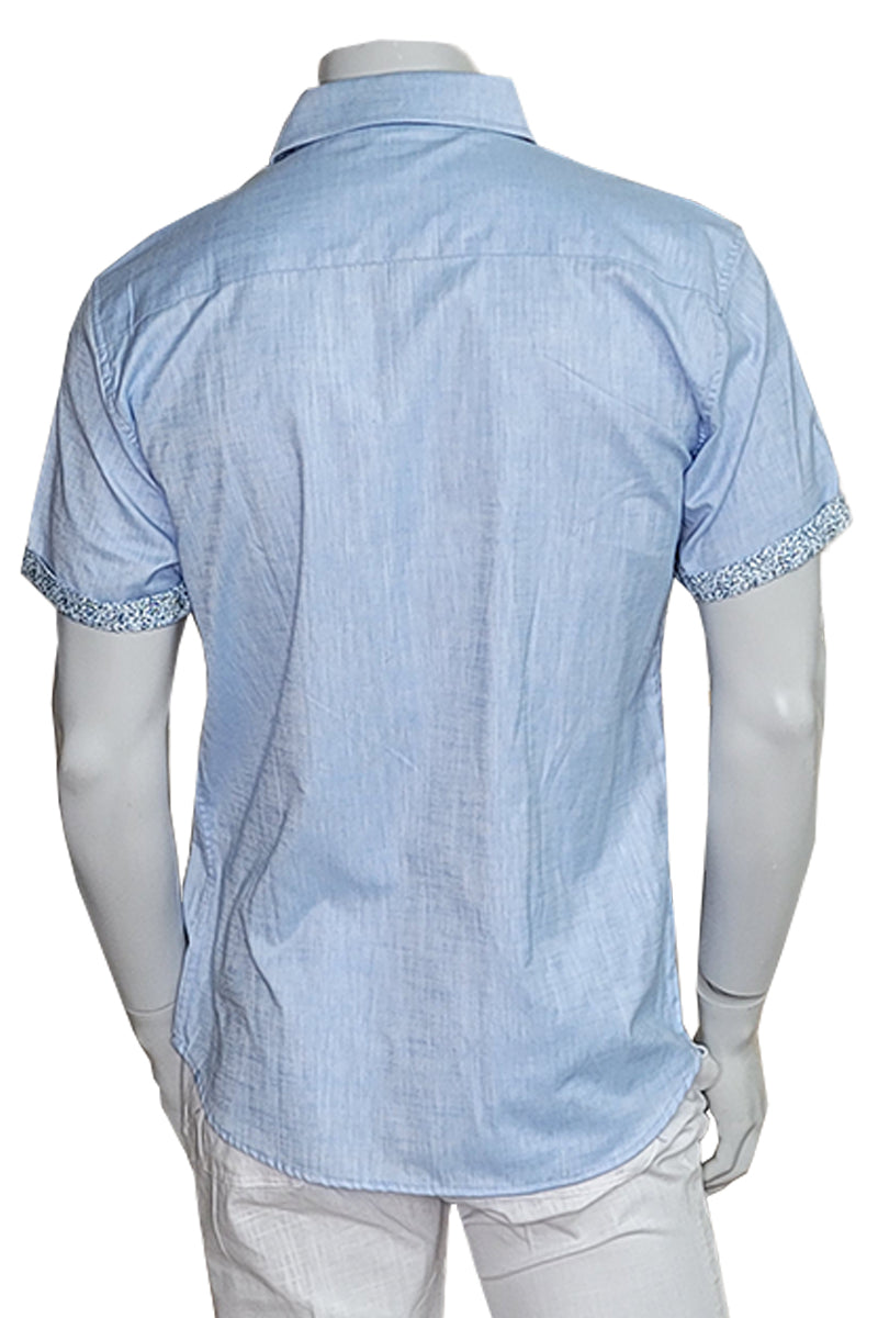 Men's S/S Button Down Shirt Contrast Slv Trim - Color Options - BEIGE - MLL3498-P