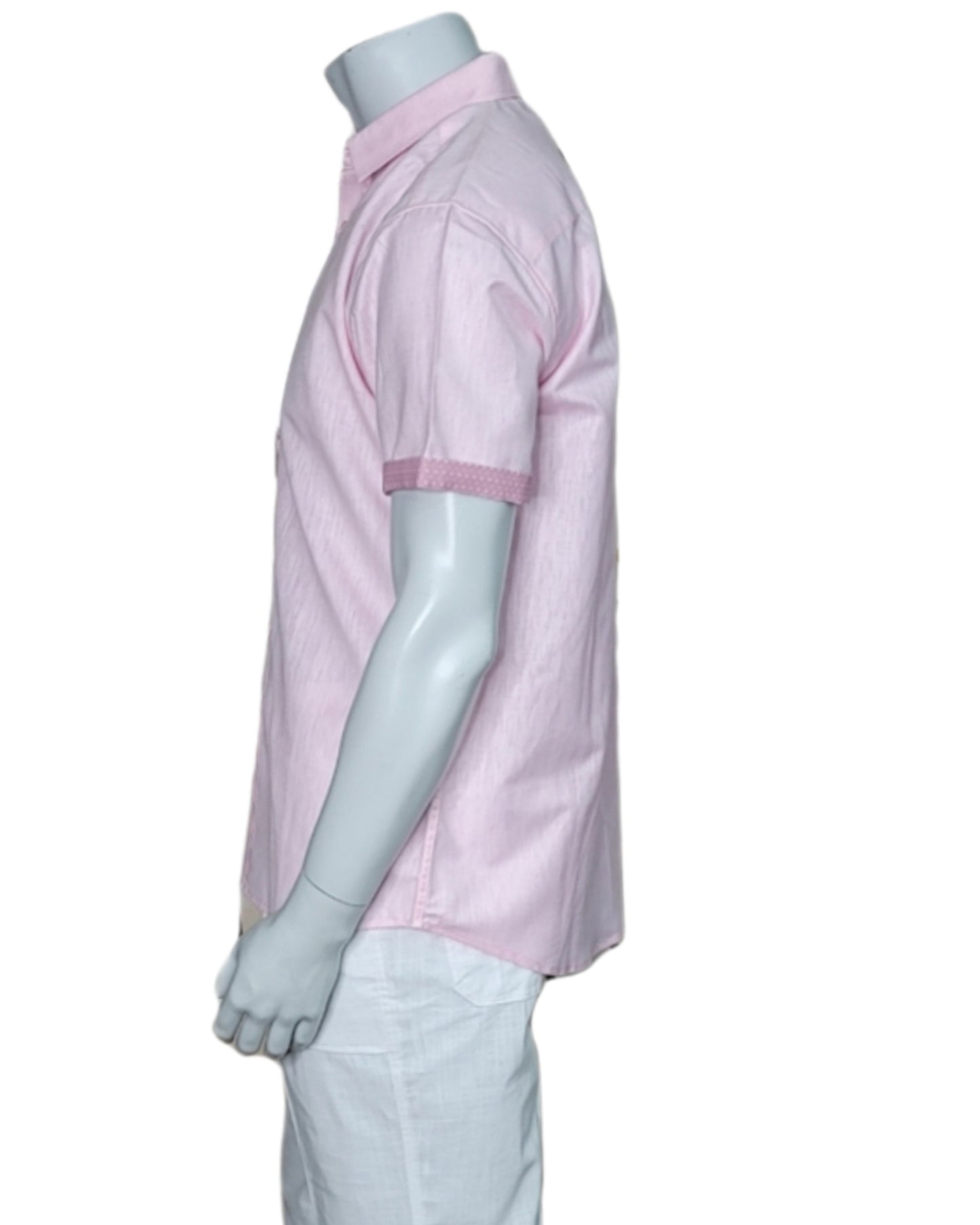 Men's S/S Button Down Shirt Contrast Slv Trim - Color Options - LT. BLUE - MLL3500-P