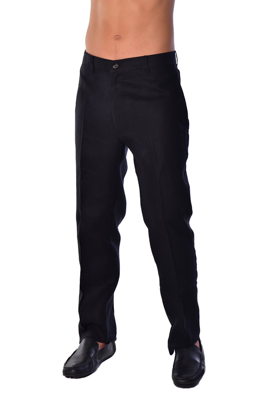 Men Linen Blend Flat Front Pants-BLACK-COLOR OPTIONS-MLP50c - 6 PCS/PRE-PACK