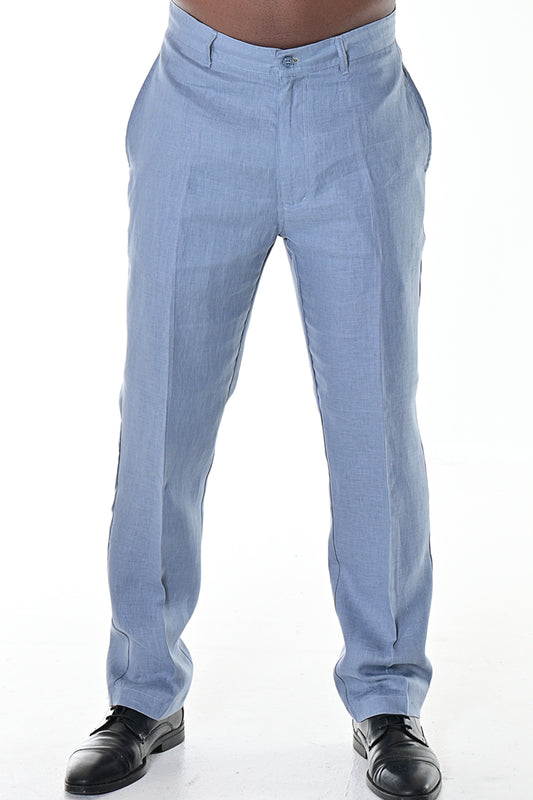 Men 100% Linen Flat Front Pants-GRAY-COLOR OPTIONS-MLP50 - 12 PCS/PRE-PACK