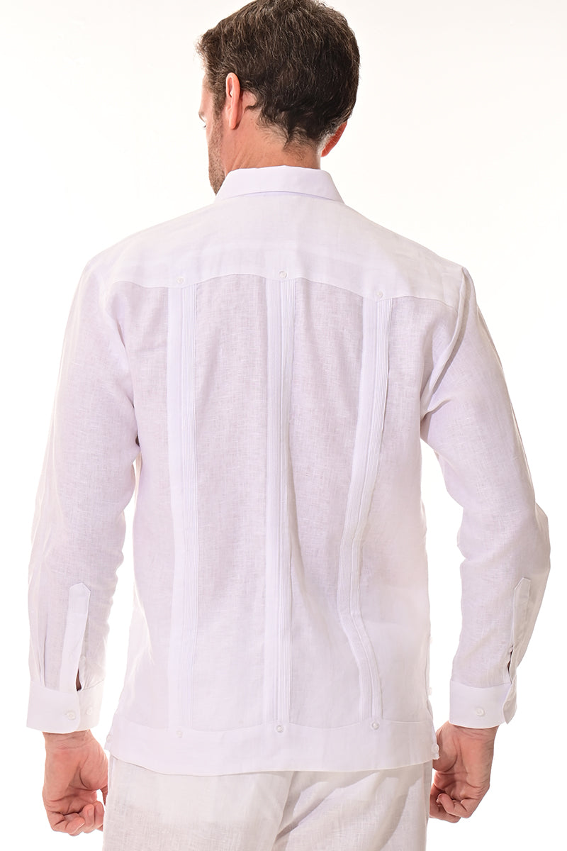 Men Linen Classic L/S Guayabera-RED-Color Options-MLS401-6 PCS/PRE-PACK
