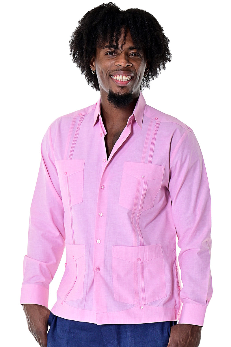 Men Cotton-Polyester Classic Guayabera L/S Shirt MINT(4) Colors- MTCG1742